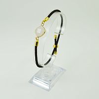 Браслет Квадрат на шнурке с камнем Розовый Кварц