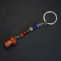 Брелок из камней "7 чакр Гриб" с яшмой красной