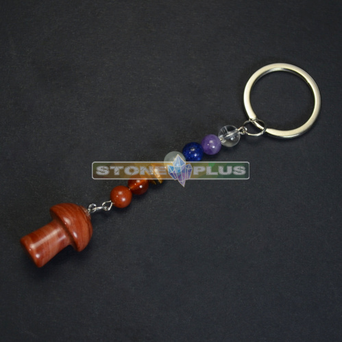 Брелок из камней "7 чакр Гриб" с яшмой красной