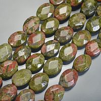 Нить яшма унакит овал гранёный 10*15 мм 20 ±1 см