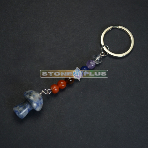 Брелок из камней "7 чакр Гриб" с содалитом