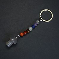 Брелок из камней "7 чакр Гриб" с агатом серым