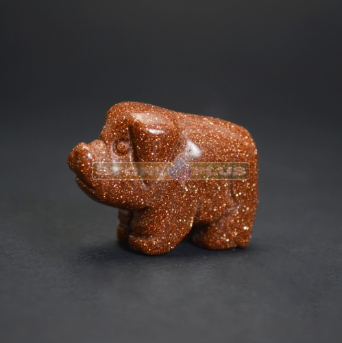 Фигурка Свиньи 35 мм из авантюрина коричневого(имитация)