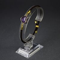 Браслет Сердце на шнурке с камнем Аметист