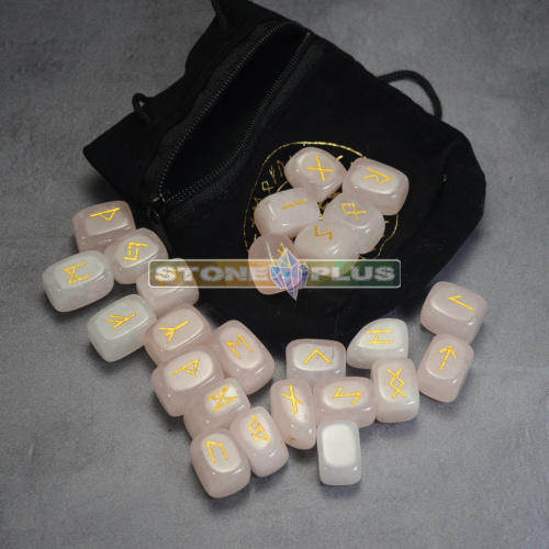 Руны кубики из розового кварца