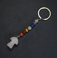 Брелок из камней "7 чакр Гриб" с розовым кварцем