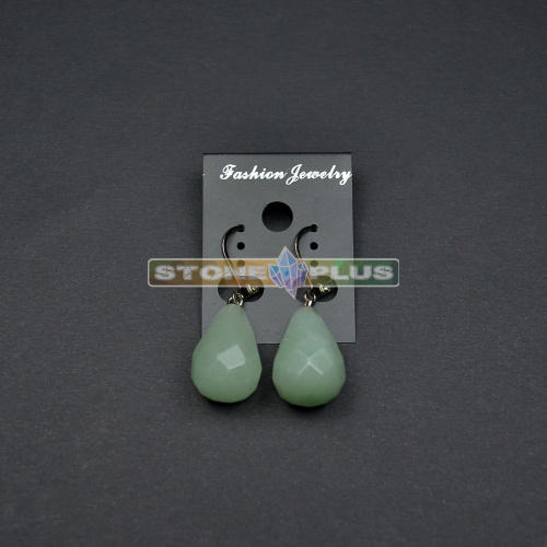 Серьги граненые с авантюрином зеленым