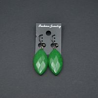Серьги граненые с агатом зеленым