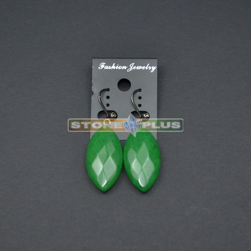 Серьги граненые с агатом зеленым