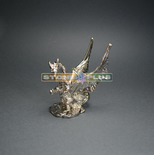 Сувенир-подставка "Дракон с крыльями" серебро