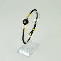 Браслет Квадрат на шнурке с камнем Обсидиан