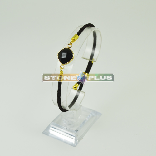 Браслет Квадрат на шнурке с камнем Обсидиан