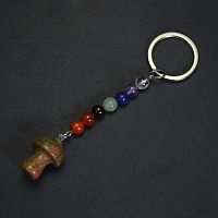 Брелок из камней "7 чакр Гриб" с унакитом