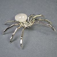 Сувенир Серебристый Паук с шариком-камнем 