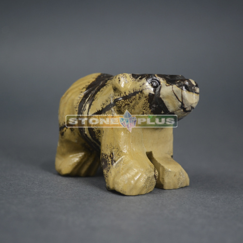 Фигурка "Медведь" из яшмы пейзажной