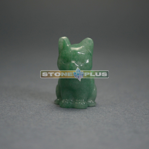 Фигурка Кошка 30 мм из авантюрина зелёного