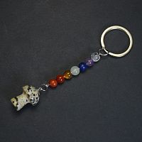 Брелок из камней "7 чакр Гриб" с далматиновой яшмой