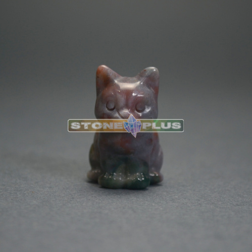 Фигурка Кошка 30 мм из агата мохового